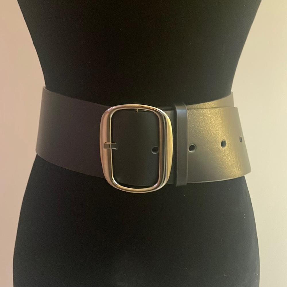 Wide Leather waist belt - faux